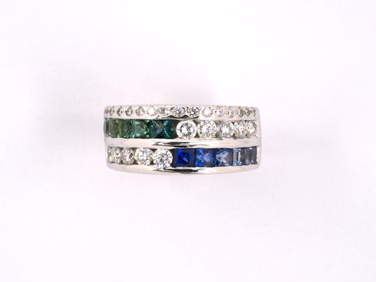 901440 - Gold Diamond Tourmaline Tanzanite Wedding Ring