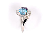 90146 - Circa 1950's Platinum Amethyst Topaz Diamond Twist Ring