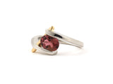 901486 - Platinum Gold Tourmaline Oval Twist Solitaire Ring