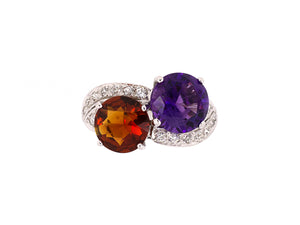 90149 - SOLD - Platinum Amethyst Citrine Diamond Twist Ring