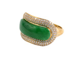 901509 - Gold GIA Jadeite Diamond Saddle Ring