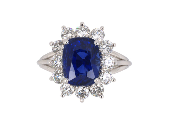 901517 - Platinum AGL Ceylon Sapphire Diamond Cluster Ring