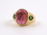 901529 - SOLD - Gold Tourmaline 3-stone Pear Gypsy Ring