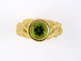 901550 - SOLD - Circa 1991 Cummings Gold Peridot Open Woven Branch Solitaire Ring