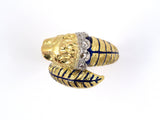 901552 - SOLD - Gold Diamond Enamel Tiger Head Ring