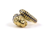 901552 - SOLD - Gold Diamond Enamel Tiger Head Ring