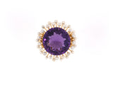 901555 - Victorian Gold Amethyst Pearl Round Cluster Cocktail Ring
