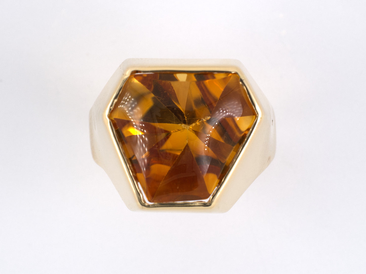 901561 - SOLD - Gold Citrine Hexagon Ring