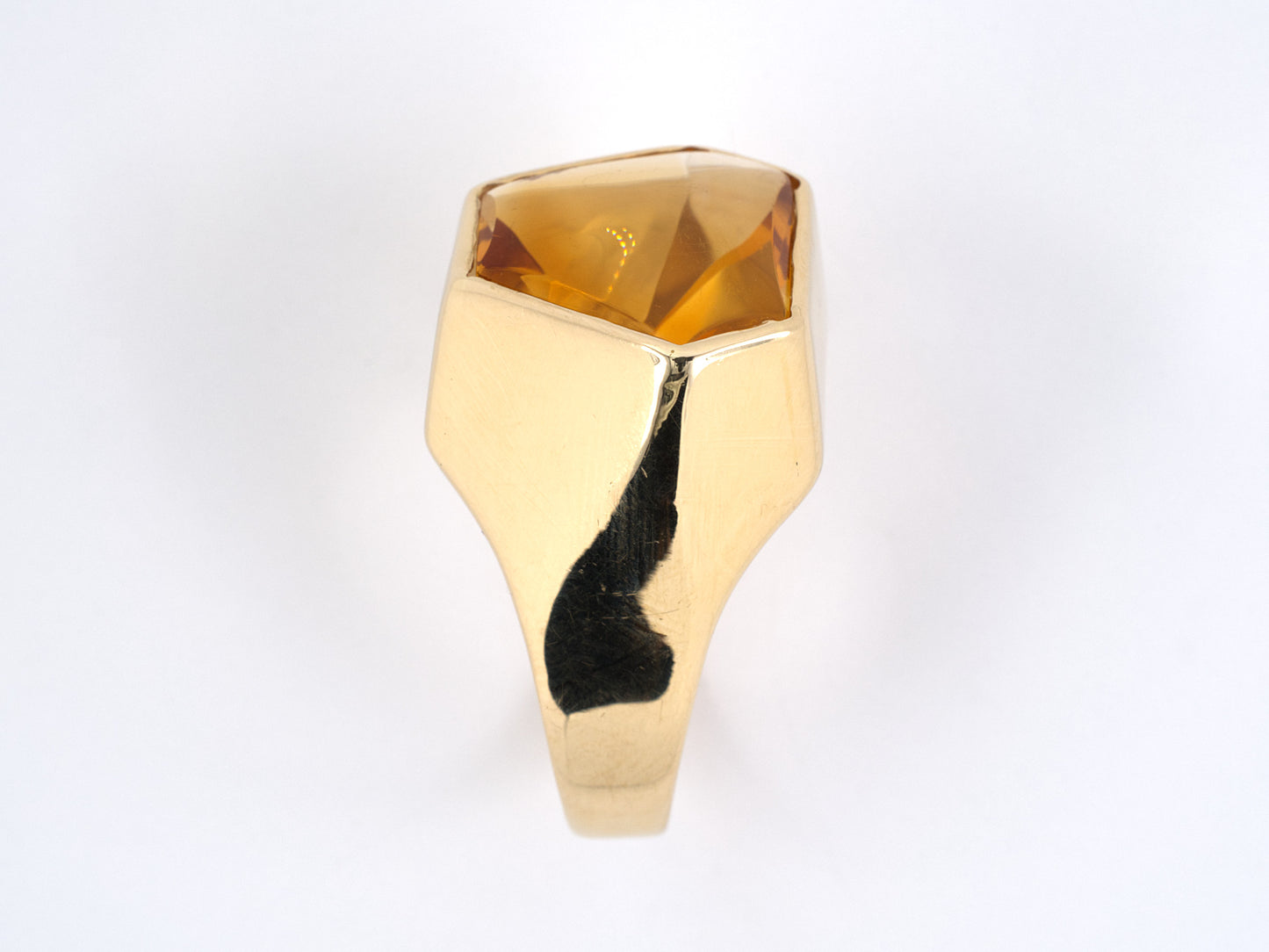 901561 - SOLD - Gold Citrine Hexagon Ring