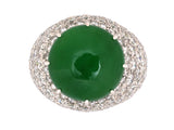 901567 - Gold GIA 10 ct Jadeite Pave Diamond Ring