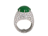 901567 - Gold GIA 10 ct Jadeite Pave Diamond Ring