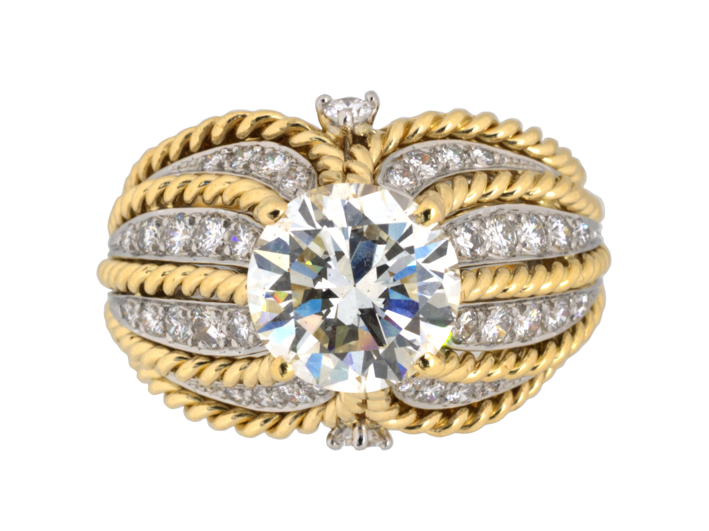 901576 - Gold Platinum GIA Diamond Cocktail Ring