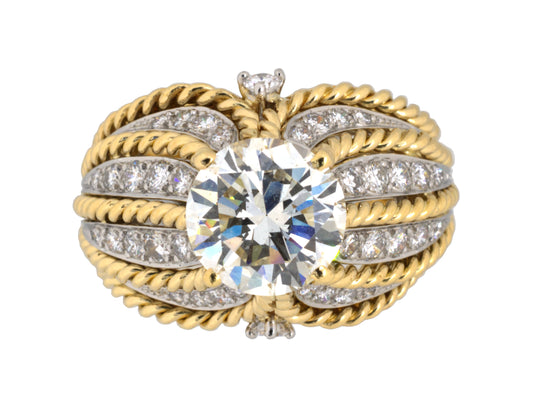 901576 - Gold Platinum GIA Diamond Cocktail Ring