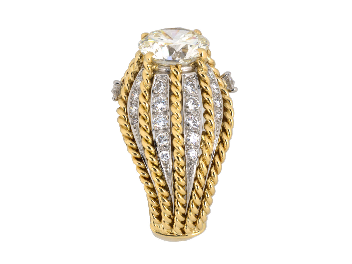 901576 - Gold Platinum GIA Diamond Cocktail Ring