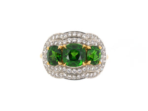 901590 - Platinum Gold AGL Russian Demantoid Garnet Diamond Ring