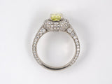 901601 - Cerro Platinum GIA Fancy Yellow Green Radiant Cut Diamond Ring