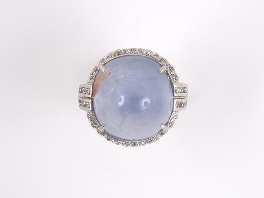 901602 - SOLD - Art Deco Platinum Sapphire Diamond Cluster Dinner Ring