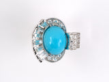 901620 - Circa 1935 Platinum Turquoise Diamond Cocktail Ring