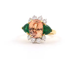 901626 - Gold Platinum AGL Ceylon Orange Sapphire Emeralds Diamond Ring