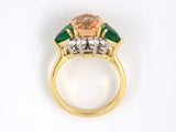 901626 - Gold Platinum AGL Ceylon Orange Sapphire Emeralds Diamond Ring