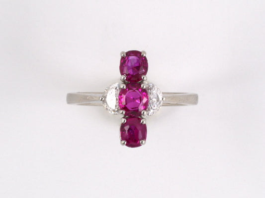 901630 - Aletto Bros Platinum Ruby Diamond 3-stone Dinner Ring