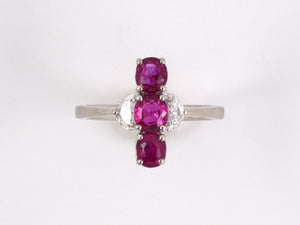 901630 - Aletto Bros Platinum Ruby Diamond 3-stone Dinner Ring