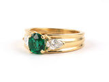 901631 - SOLD - Boucheron Gold AGL Emerald Diamond French Engagement Ring