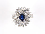 901634 - SOLD - Platinum Diamond Sapphire Cluster Ring