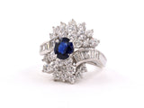 901634 - SOLD - Platinum Diamond Sapphire Cluster Ring