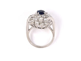 901634 - SOLD - Platinum Diamond Sapphire Cluster Ring