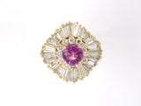 901635 - SOLD - Gold Diamond AGL Pink Sapphire Tiered Ballerina Ring