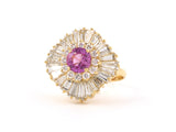 901635 - SOLD - Gold Diamond AGL Pink Sapphire Tiered Ballerina Ring