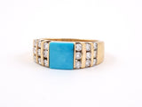 901636 - Gold Turquoise Diamond Band Ring