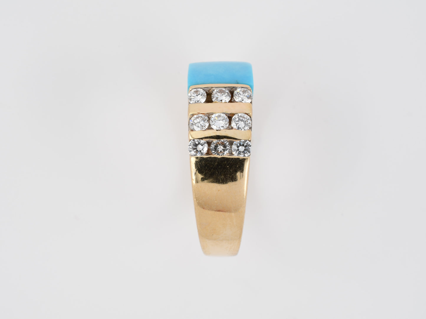 901636 - SOLD - Gold Turquoise Diamond Band Ring