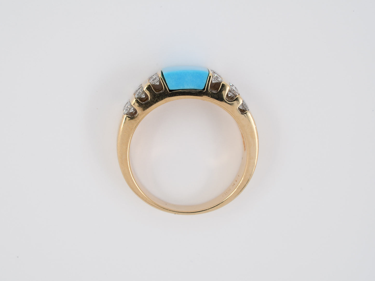 901636 - SOLD - Gold Turquoise Diamond Band Ring