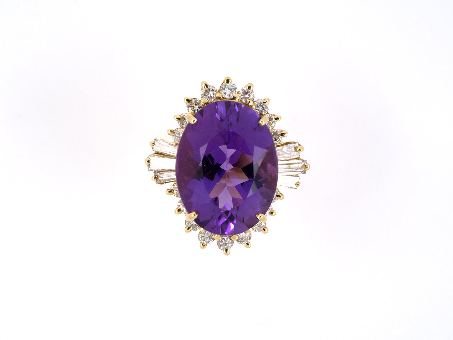 901647 - SOLD - Gold Amethyst Diamond Cluster Oval Dinner Ring