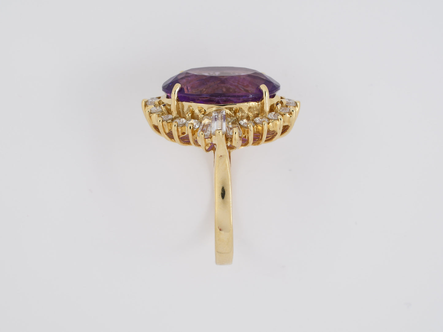 901647 - SOLD - Gold Amethyst Diamond Cluster Oval Dinner Ring