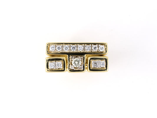 901655 - Gold Diamond Puzzle Gents Ring