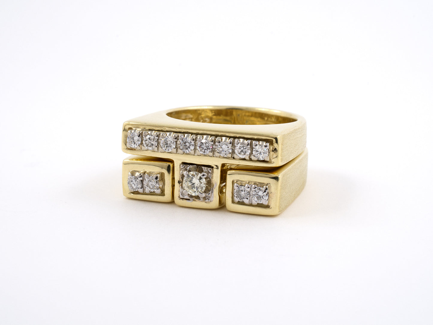 901655 - Gold Diamond Puzzle Gents Ring