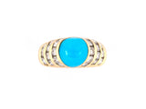 901670 - Gold Turquoise Diamond Tiered Ring