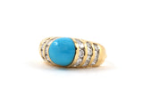 901670 - Gold Turquoise Diamond Tiered Ring