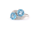 901673 - SOLD - Circa 1950 Platinum Topaz Diamond Twist Ring