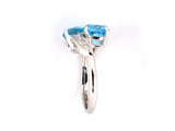 901673 - SOLD - Circa 1950 Platinum Topaz Diamond Twist Ring