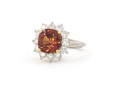 901675 - Platinum Gold AGL Orange Sapphire Diamond Cushion Ring