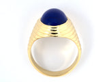 901681 - Gumps Gold Lapis Oval Corrugated Gents Ring