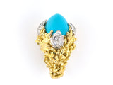 901704 - SOLD - Circa 1965 Webb Gold Platinum Turquoise Diamond Ring