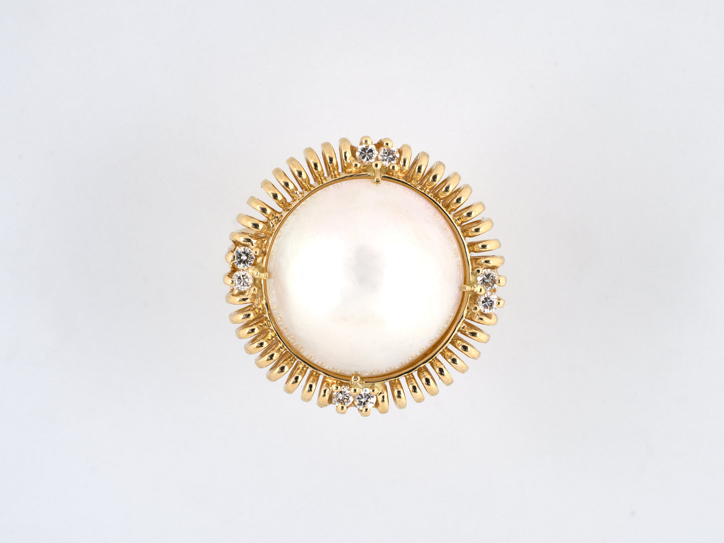 901708 - SOLD - Gold Mabe Pearl Diamond Ring