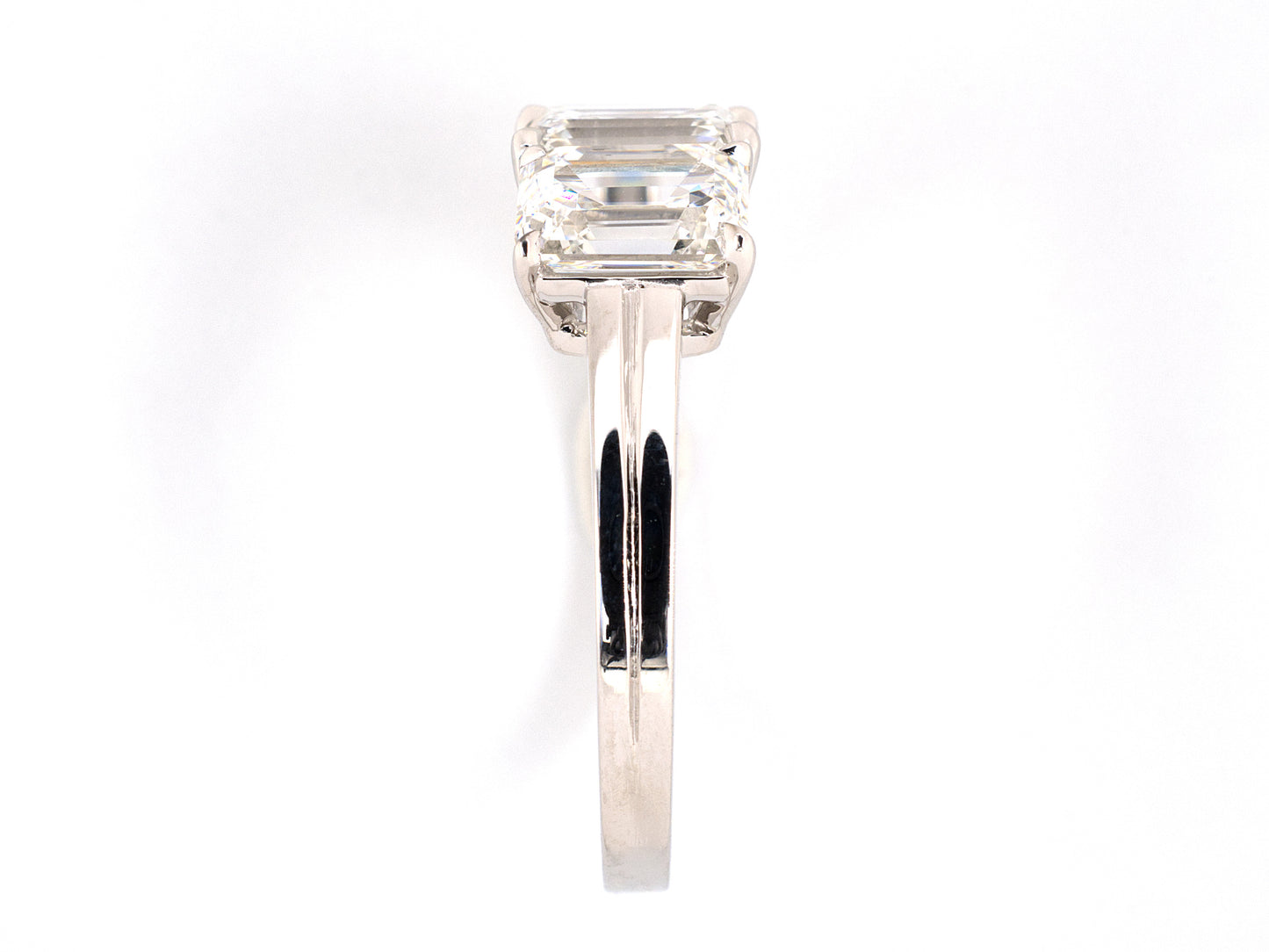 901710 - Platinum GIA Emerald Cut Diamond 3 Stone Ring