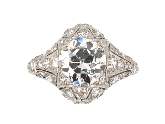 901713 - Art Deco Platinum GIA Diamond Engagement Ring