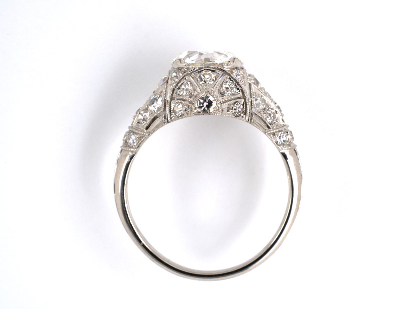 901713 - Art Deco Platinum GIA Diamond Engagement Ring
